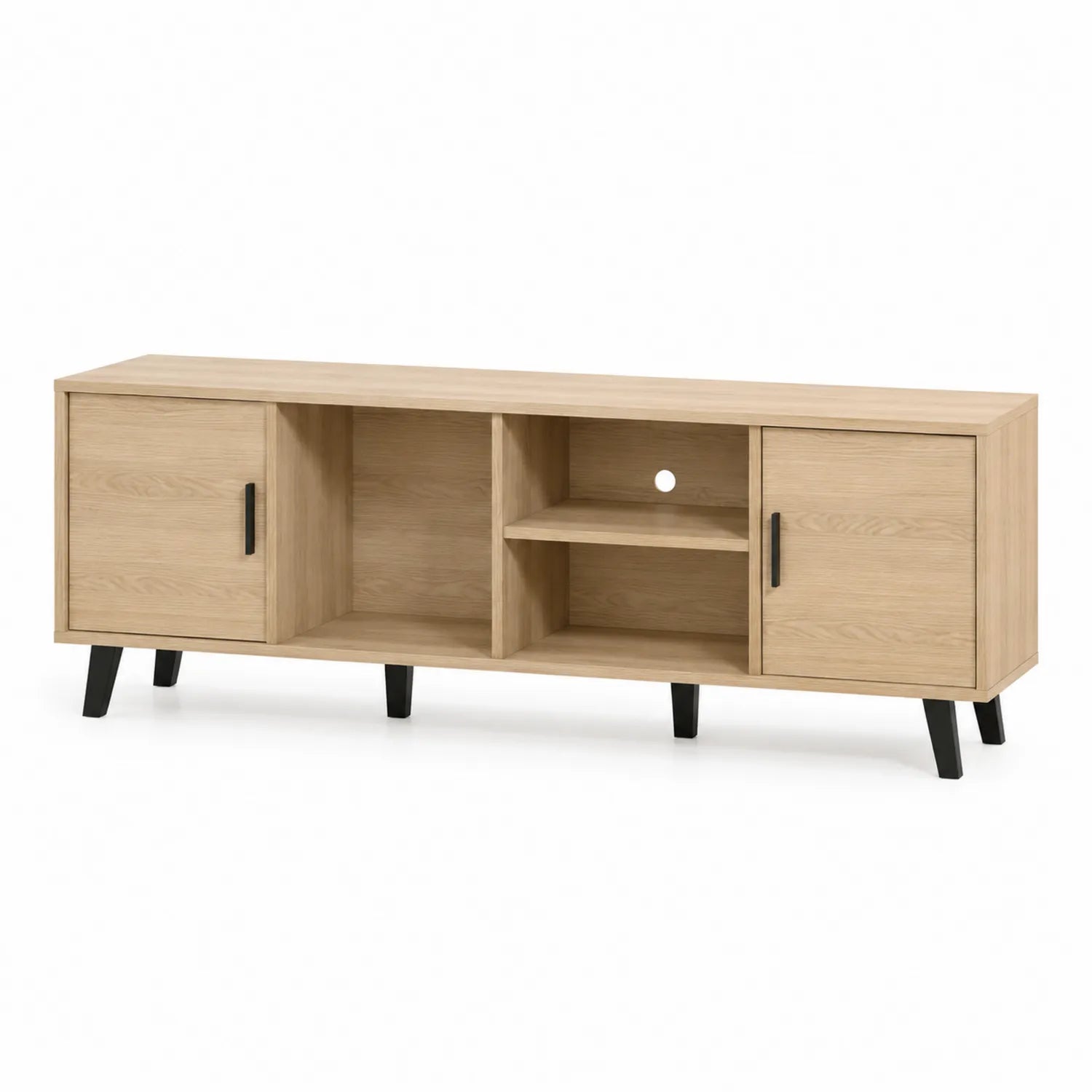 Mobile TV in MDF effetto Rovere Chiaro con Gambe Nere