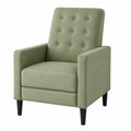 Poltrona in tessuto verde con gambe in legno