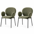 Set di 2 Sedie in Tessuto Verde con Struttura in Metallo