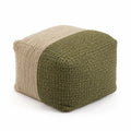 Pouf in tessuto misto cotone verde e beige 40x40x40 cm