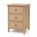 Comodino in legno a 3 cassetti color rovere naturale 60x40x30 cm