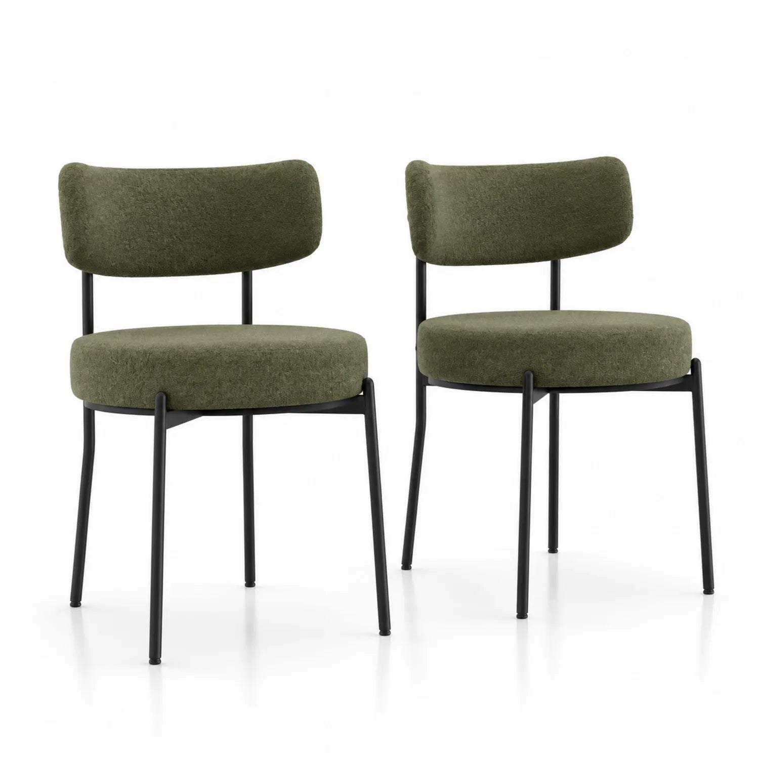 Set di 2 Sedie in Poliestere Verde con Struttura in Metallo