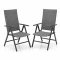 Set di 2 Sedie Pieghevoli in Alluminio e Rattan Grigio