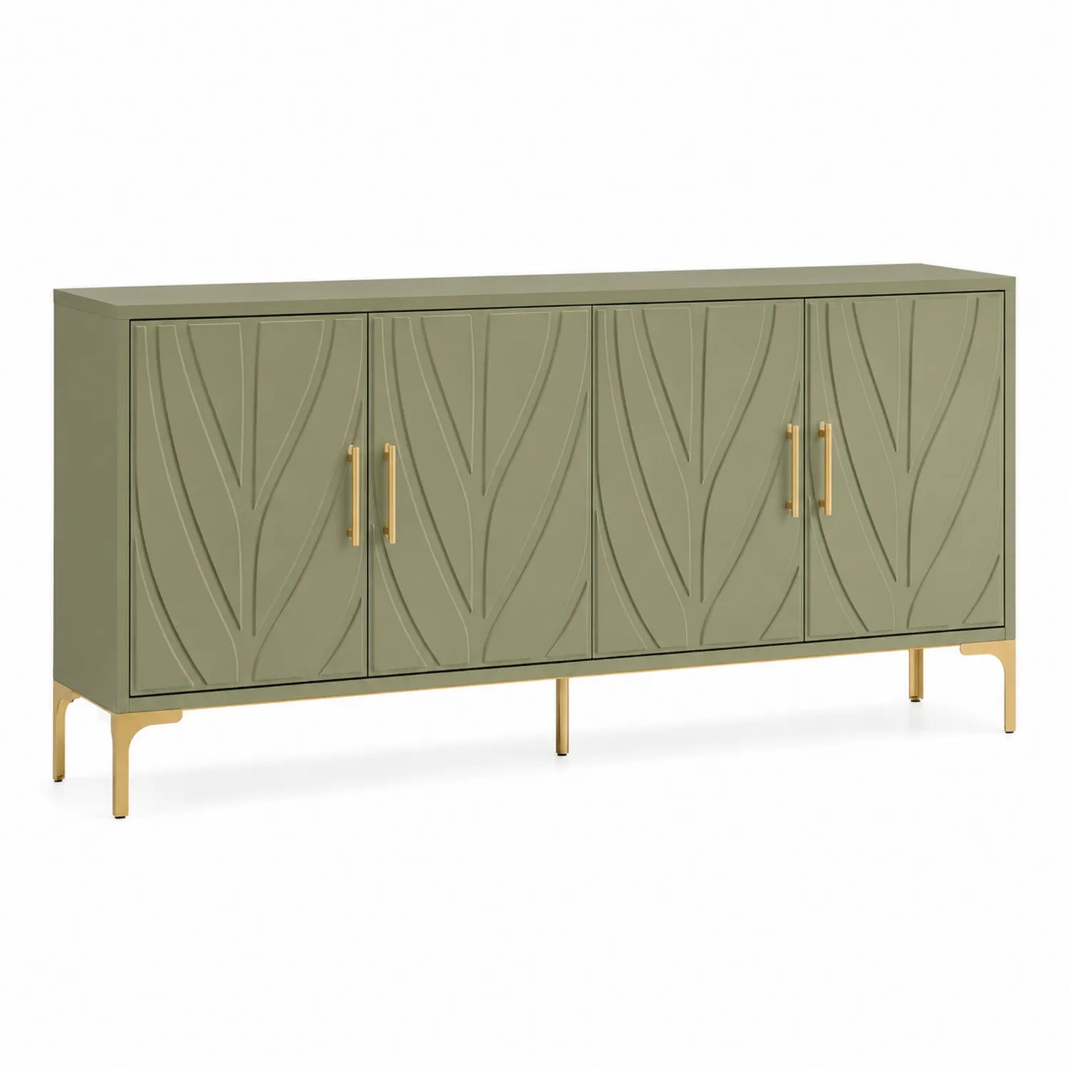 Credenza in legno forma rettangolare con gambe metalliche
