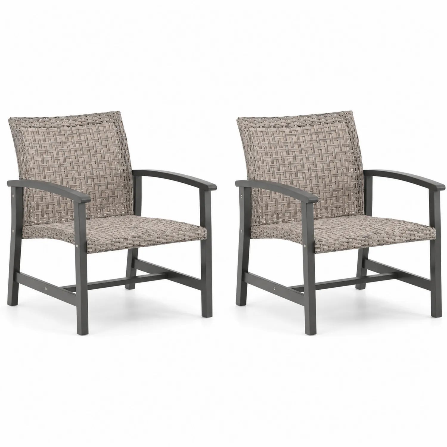 Set di 2 Sedie da Esterno in Rattan Sintetico e Alluminio Grigio