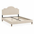 Letto matrimoniale con testiera imbottita in legno e acciaio beige 160x200 cm