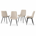 Set di 4 Sedie in Similpelle Beige con Gambe in Metallo